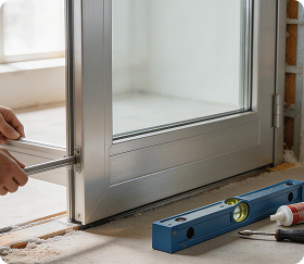 Установка алюминевых дверей